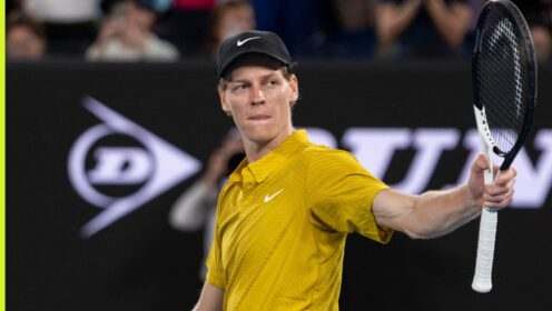Jannik Sinner reacts at the Australian Open