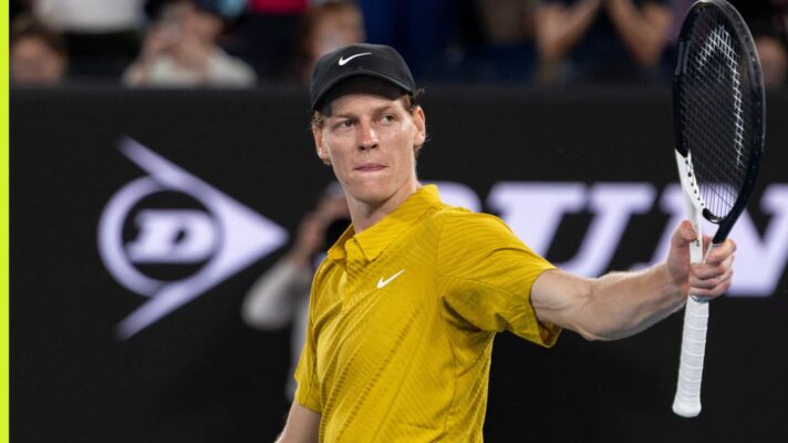 Jannik Sinner reacts at the Australian Open