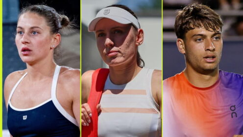 Pictured L-R: Marta Kostyuk, Ekaterina Alexandrova, and Flavio Cobolli.