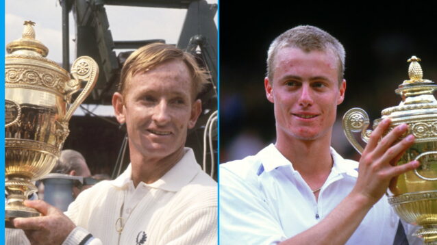 Pictured L-R: Rod Laver and Lleyton Hewitt.