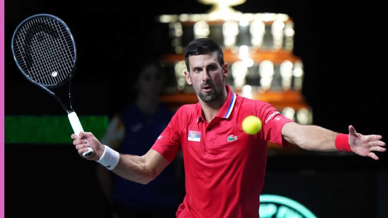 Pictured: Novak Djokovic in Davis Cup action