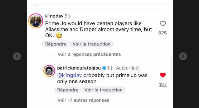 Pictured: Patrick Mouratoglou Instagram reply