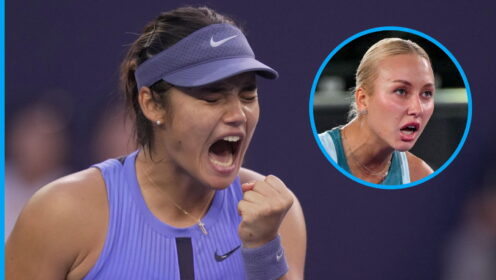 Pictured: Emma Raducanu and Anastasia Potapova.