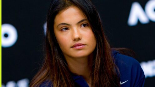 Emma Raducanu speaks at a press conference