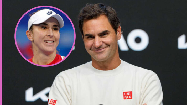 Pictured: Roger Federer with inset of Belinda Bencic