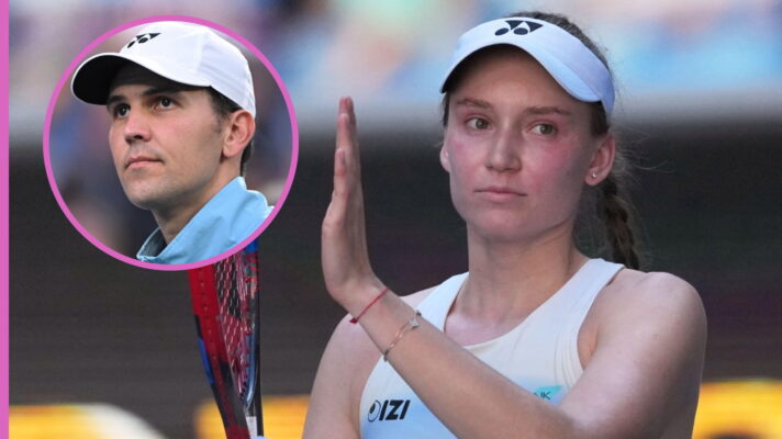 Pictured: Elena Rybakina and coach Stefano Vukov.