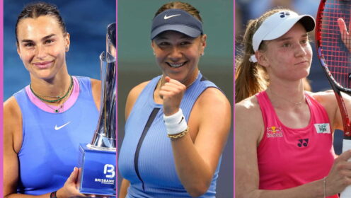 Pictured L-R: Aryna Sabalenka, Amanda Anisimova, and Elena Rybakina.