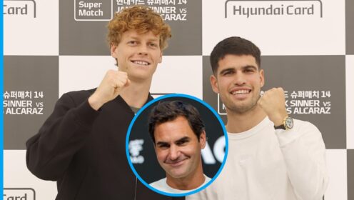 Jannik Sinner, Carlos Alcaraz and Roger Federer