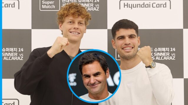 Jannik Sinner, Carlos Alcaraz and Roger Federer