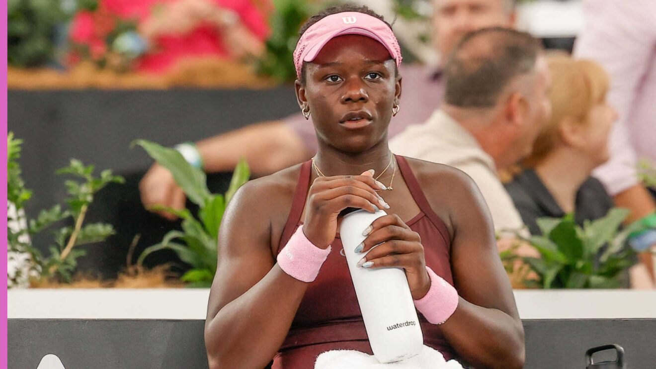 Pictured: Victoria Mboko during a changeover