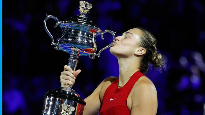 Aryna Sabalenka lifts the Australian Open trophy