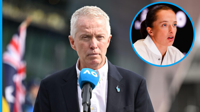 Australian Open tournament director Craig Tiley and Iga Swiatek