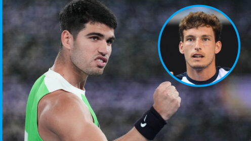 Pictured: Carlos Alcaraz and Pablo Carreno Busta.