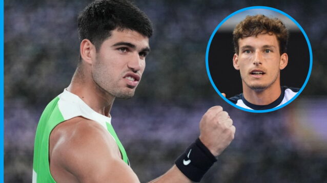 Pictured: Carlos Alcaraz and Pablo Carreno Busta.