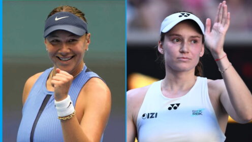 Pictured L-R: Amanda Anisimova and Elena Rybakina.