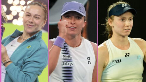 Pictured L-R: Amanda Anisimova, Iga Swiatek, and Elena Rybakina.