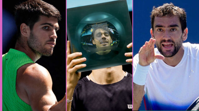 Pictured: Carlos Alcaraz, Alex de Minaur and Marin Cilic