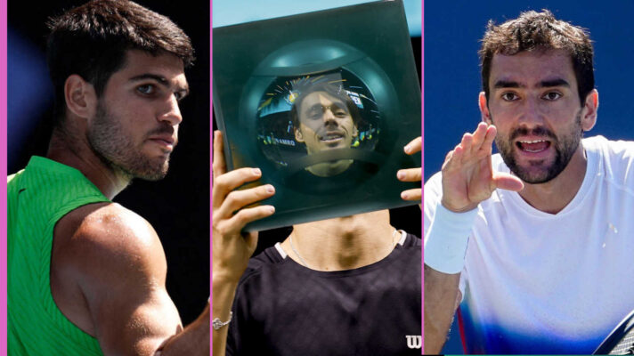 Pictured: Carlos Alcaraz, Alex de Minaur and Marin Cilic