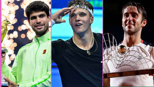 Pictured: Carlos Alcaraz, Jakub Mensik and Tomas Martin Etcheverry