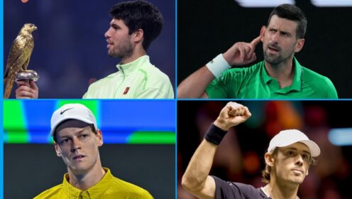 Carlos Alcaraz, Novak Djokovic, Jannik Sinner and Alex de Minaur