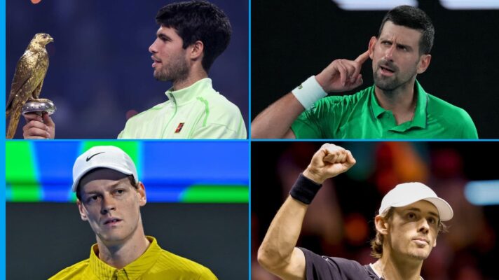 Carlos Alcaraz, Novak Djokovic, Jannik Sinner and Alex de Minaur