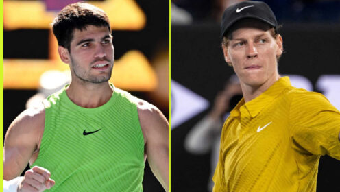 Pictured: Carlos Alcaraz and Jannik Sinner