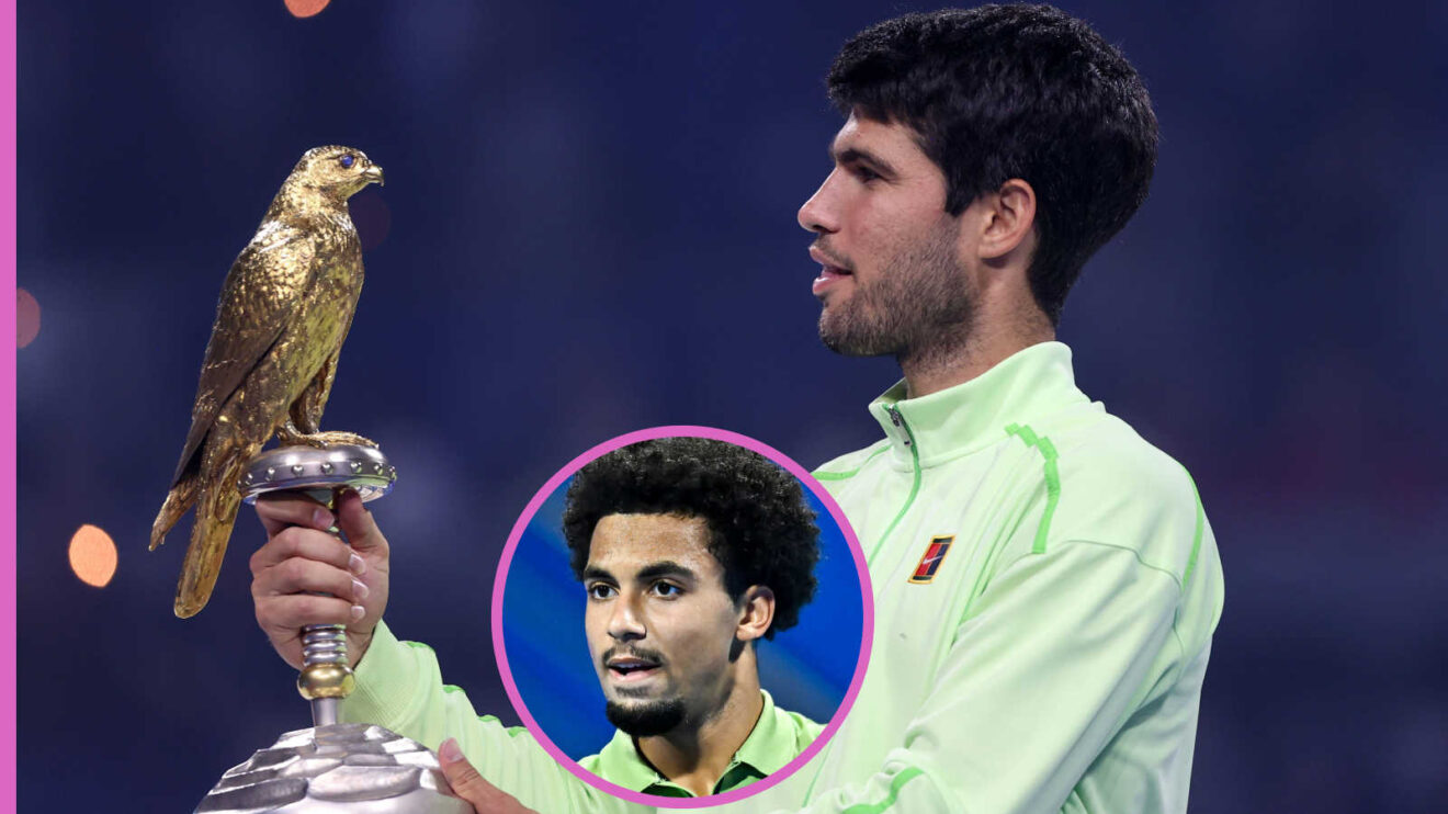 Pictured: Carlos Alcaraz with inset of Arthur Fils