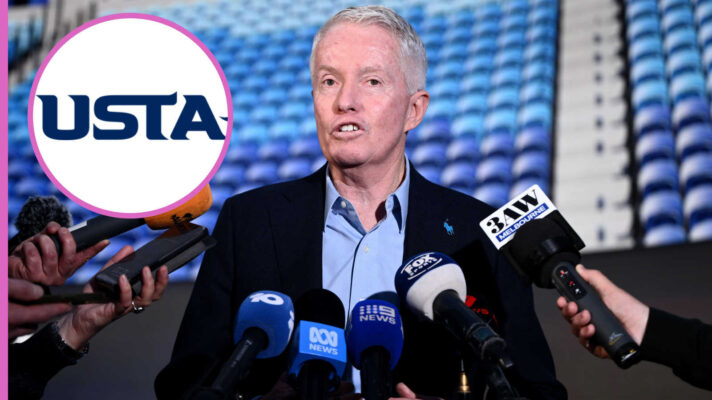Pictured: Craig Tiley with inset of USTA logo