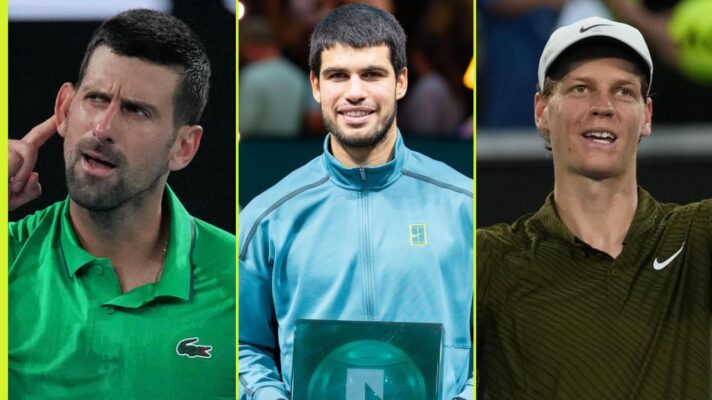 Novak Djokovic, Carlos Alcaraz and Jannik Sinner