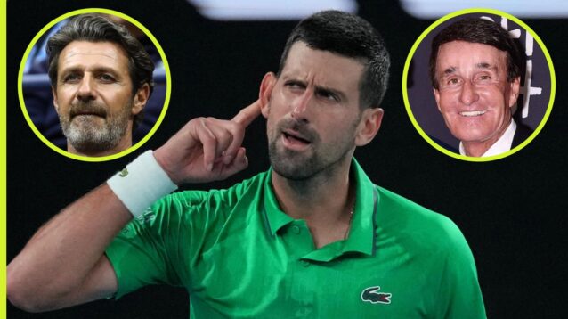 Novak Djokovic, Patrick Mouratoglou and Rick Macci