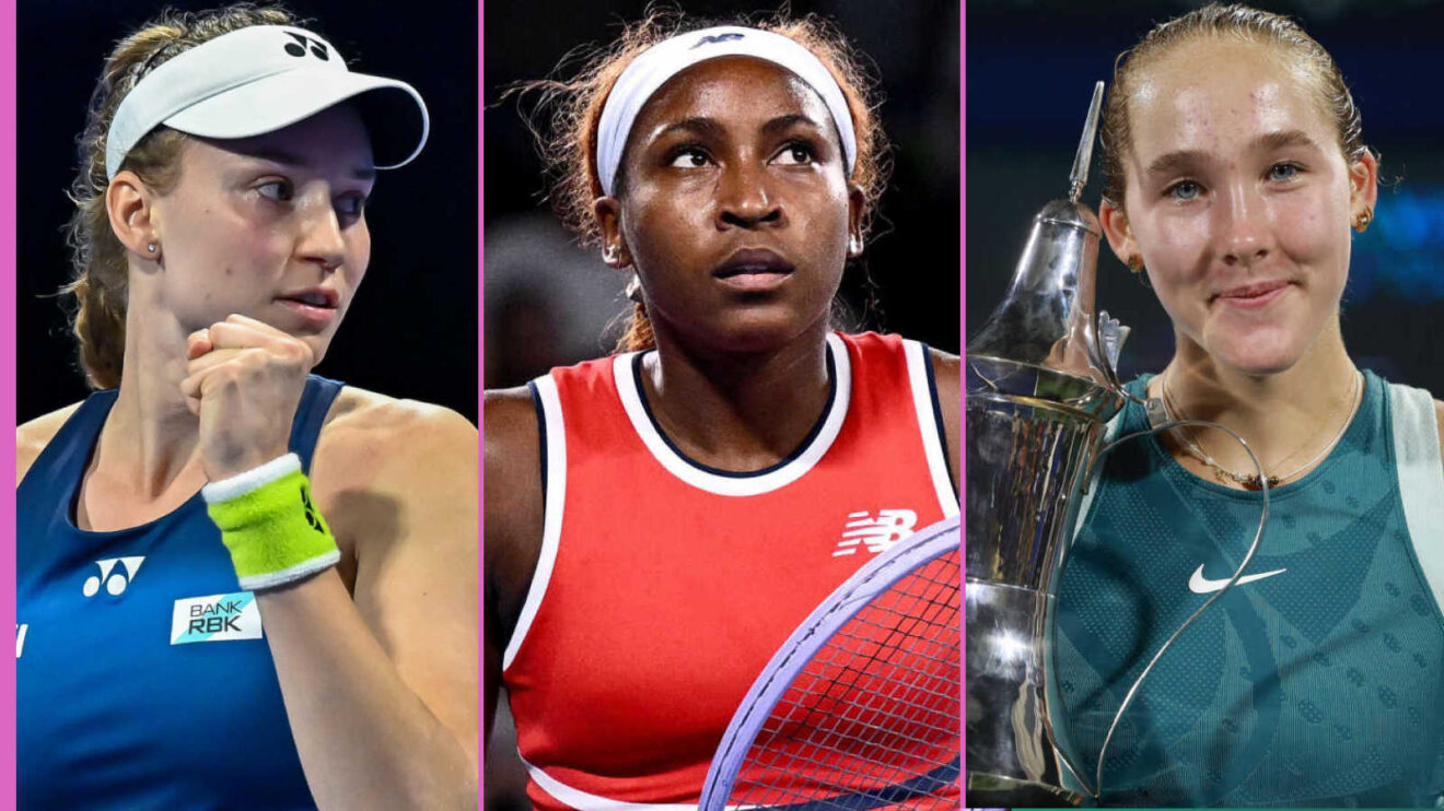 Pictured: Elena Rybakina, Coco Gauff and Mirra Andreeva