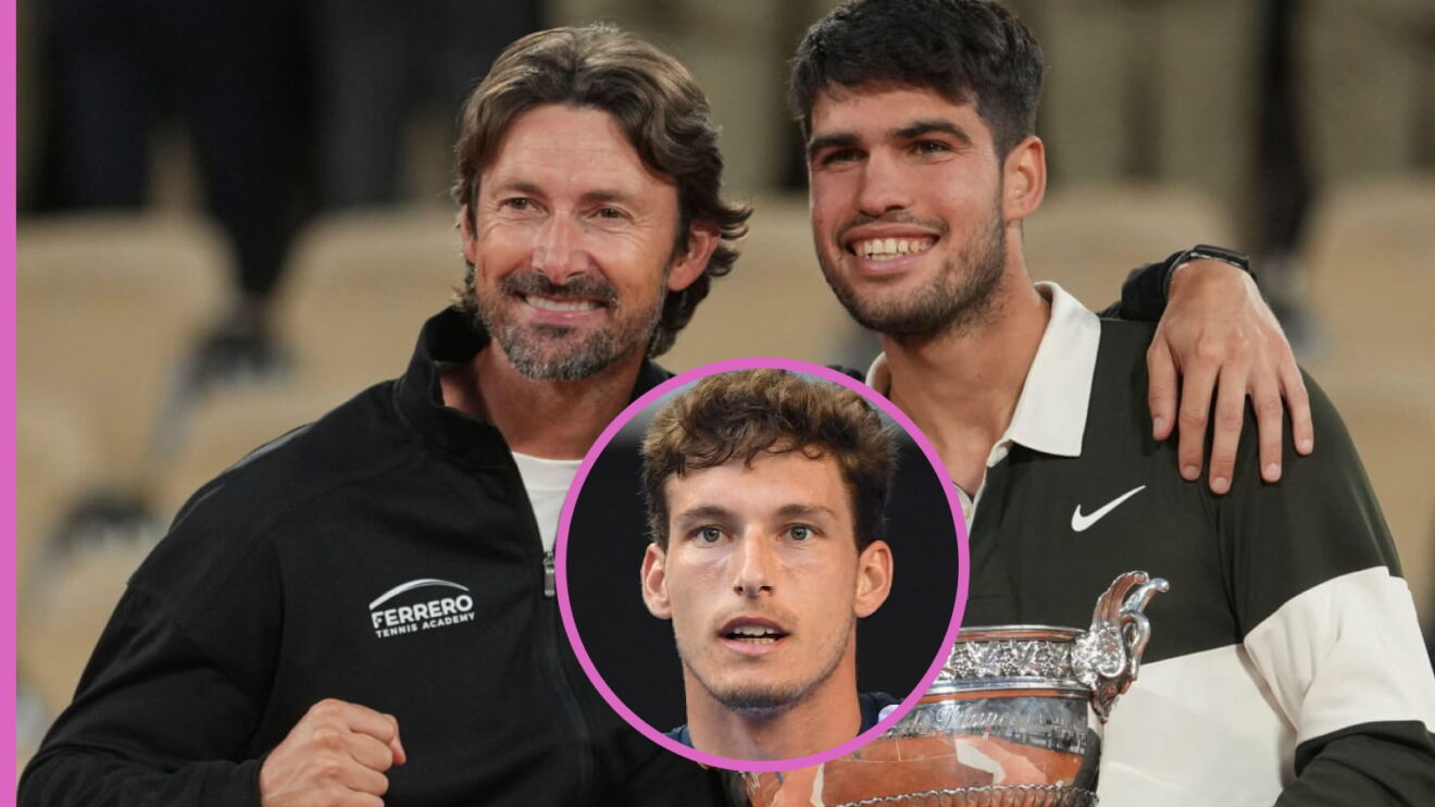 Pictured: Juan Carlos Ferrero, Carlos Alcaraz, and Pablo Carreno Busta.