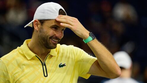 Pictured: Grigor Dimitrov smiles during a match.