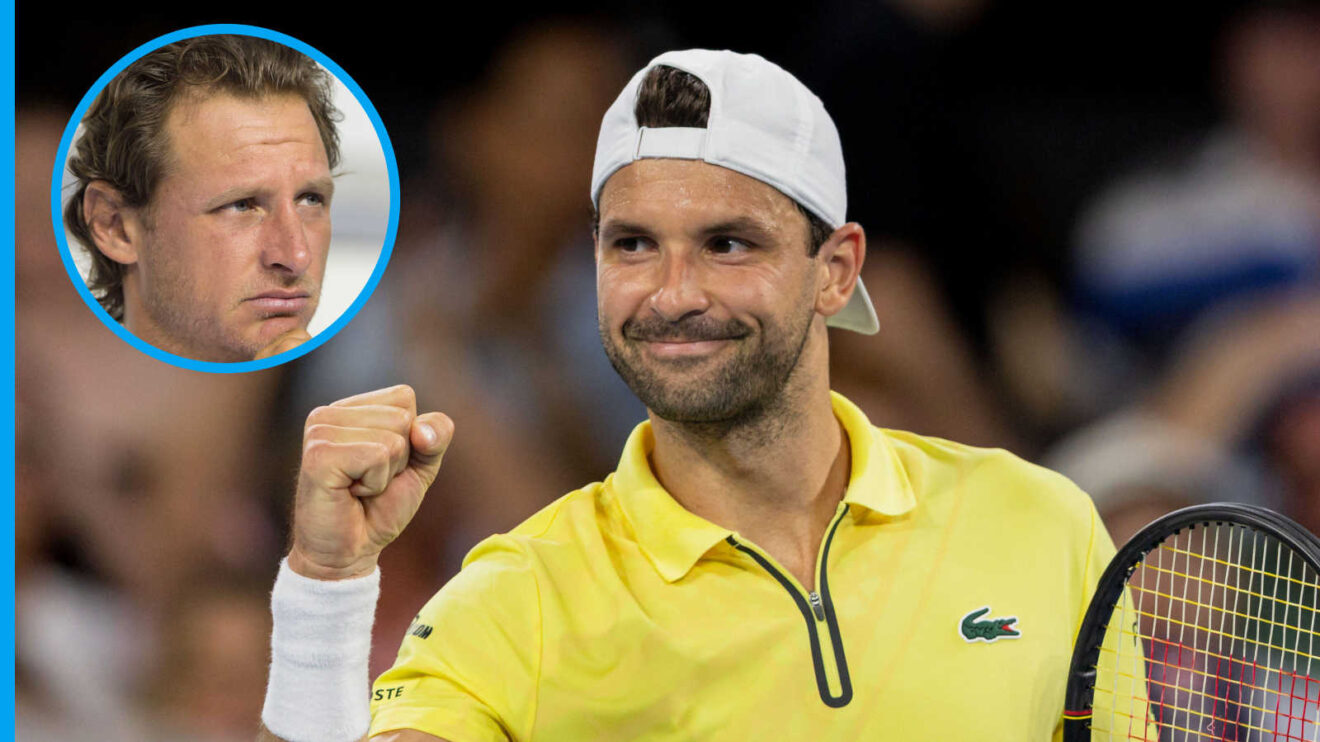 Pictured: Grigor Dimitrov with inset of David Nalbandian