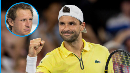 Pictured: Grigor Dimitrov with inset of David Nalbandian