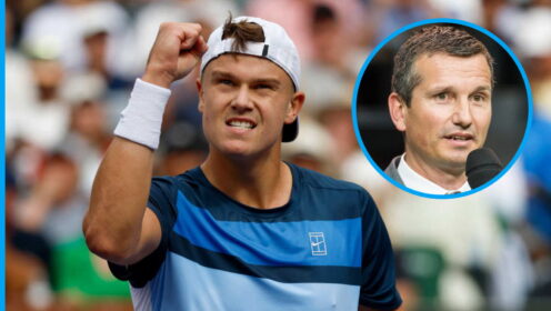 Pictured: Holger Rune and Richard Krajicek.