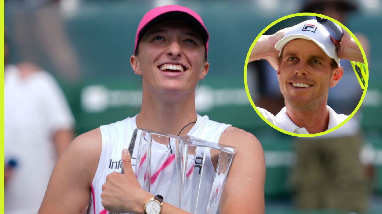 Pictured: Iga Swiatek and tennis pundit Sam Querrey.