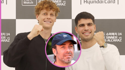 Pictured: Carlos Alcaraz, Jannik Sinner, and Nicolas Massu.