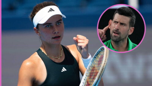 Pictured: Iva Jovic and Novak Djokovic.