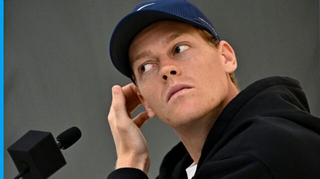 Jannik Sinner speaks to the media in Doha