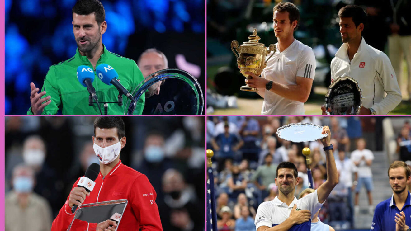 Pictured: Novak Djokovic runner-up at Australian Open, Wimbledon French Open and US Open