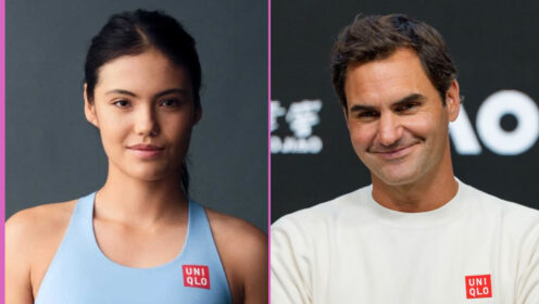 Pictured L-R: Emma Raducanu and Roger Federer.