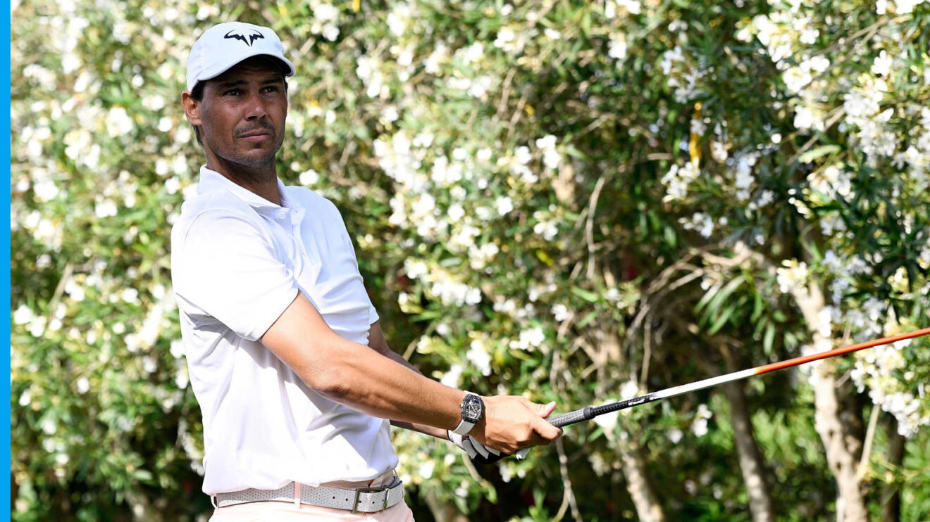 Pictured: Rafael Nadal on the golf course