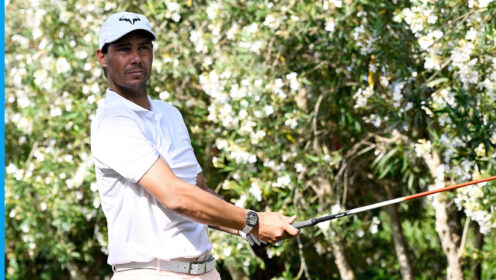 Pictured: Rafael Nadal on the golf course