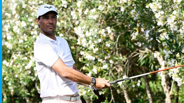 Pictured: Rafael Nadal on the golf course