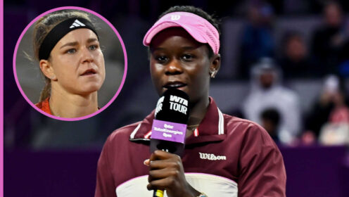 Pictured: Victoria Mboko with inset of Karolina Muchova