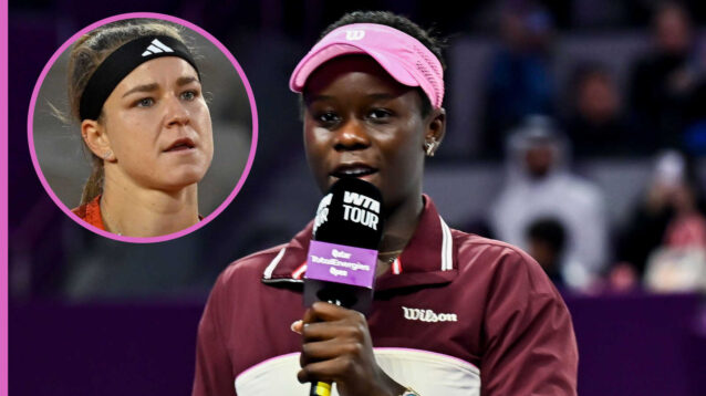 Pictured: Victoria Mboko with inset of Karolina Muchova