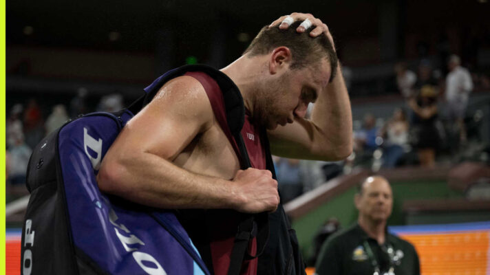 Pictured: A disappointed Jack Draper after his match