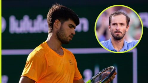Pictured: Carlos Alcaraz and Daniil Medvedev.