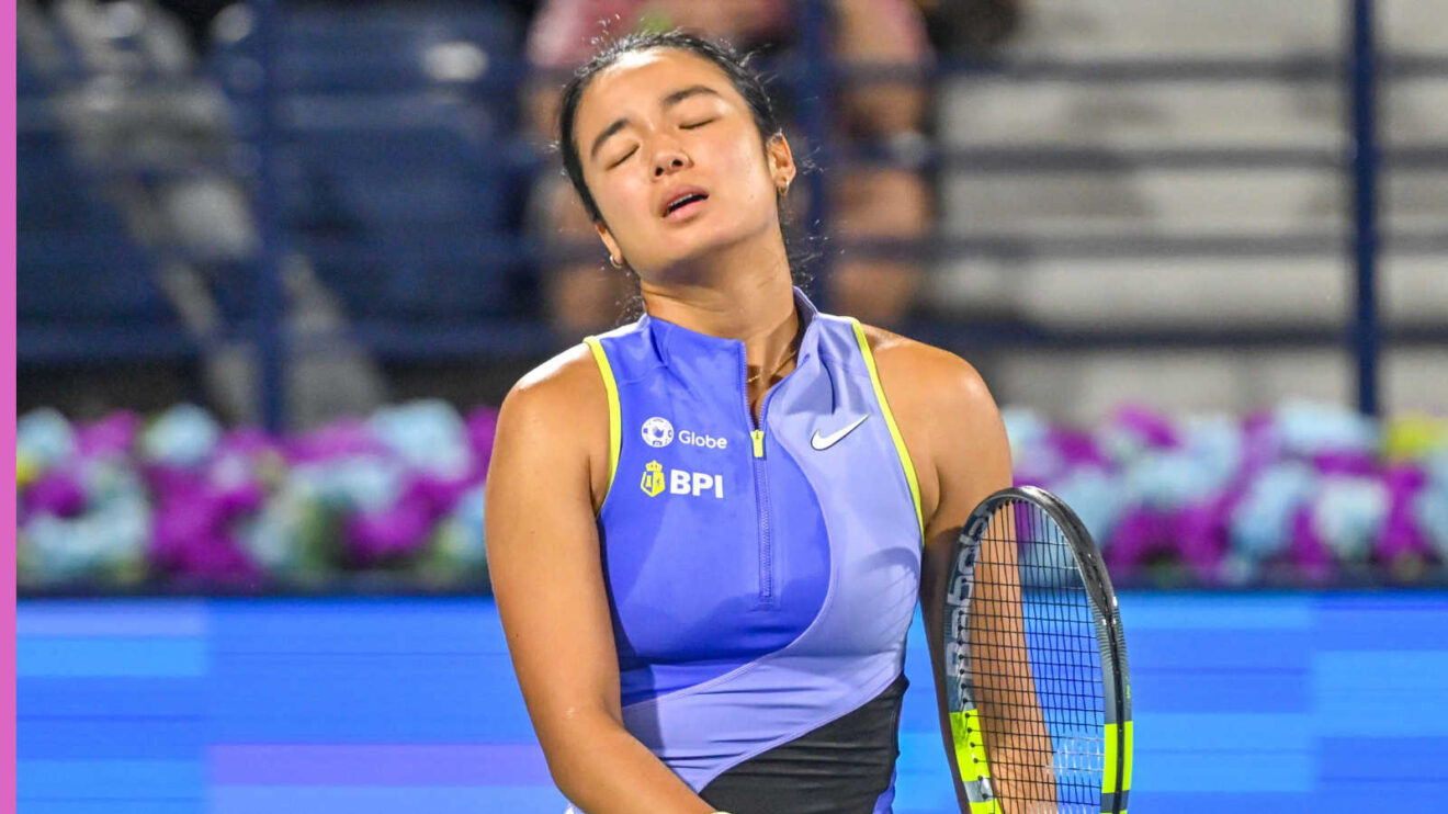 Pictured: Alex Eala disappointed during her match